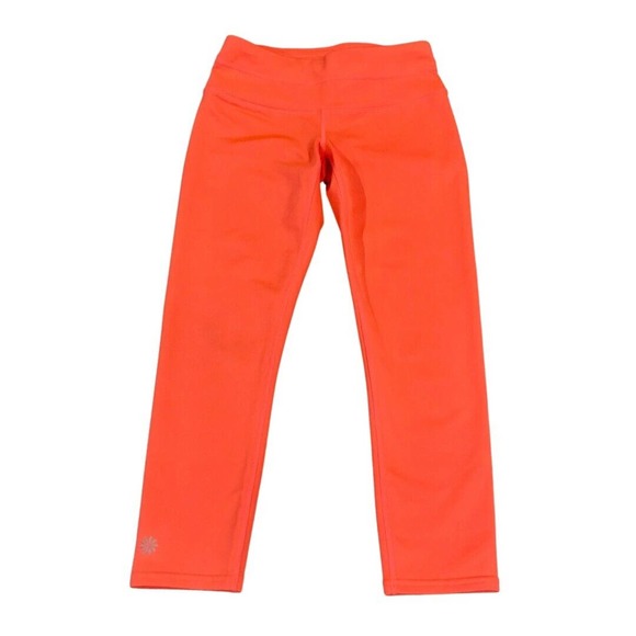 Athleta Pants - Athleta Leggings XXS Orange Neon Back Zipper Pocket Cropped
